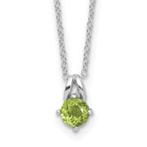 Sterling Silver Rhodium-Rhodium-Plated .54PE Peridot 16in With 2 Inch Extention Necklace